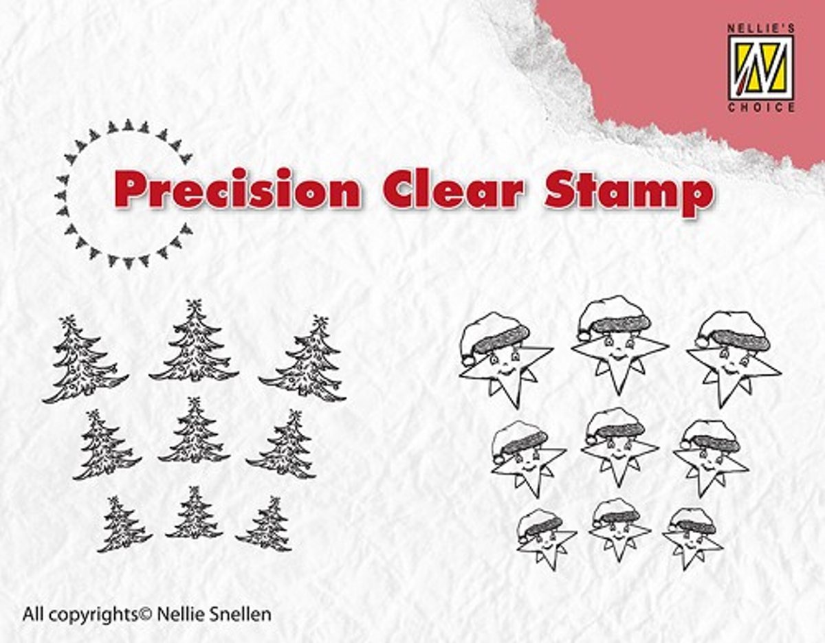 APST026 clear stamps Christmas tree-star mini stempels kerst kerstboom ster